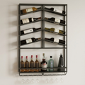Vinea Loft - Zwart Metalen Wijnrek Voor Aan De Muur Met Glazenhouder