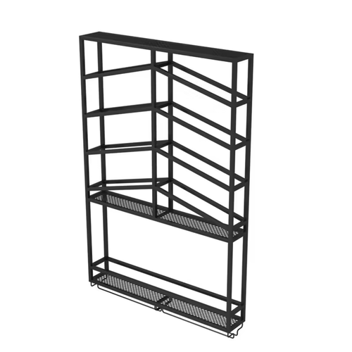 Vinea Loft - Zwart Metalen Wijnrek Voor Aan De Muur Met Glazenhouder