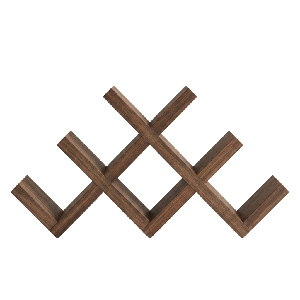 Vinea Walnut X – Klein Handgemaakt Wijnrek X-Design Van Walnoothout Voor Op De Kast