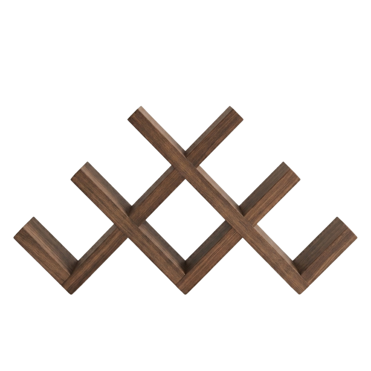 Vinea Walnut X – Klein Handgemaakt Wijnrek X-Design Van Walnoothout Voor Op De Kast
